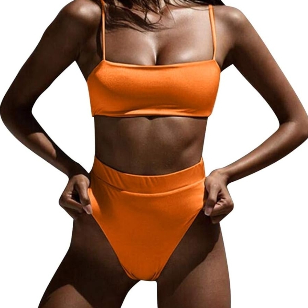 NWOT Orange High-Waisted Bikini Set